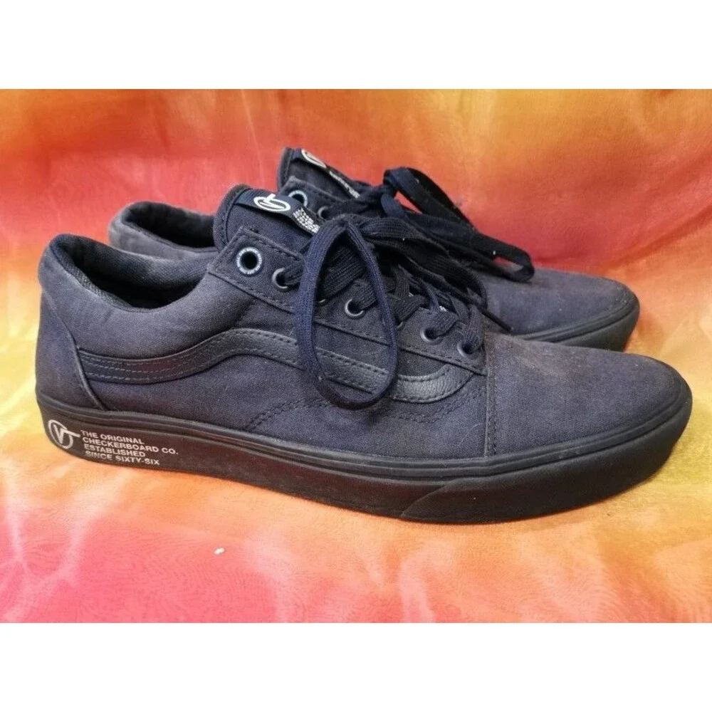 Men's RARE VANS with Print Old Skool Navy Blue Canvas Sneakers Size 12